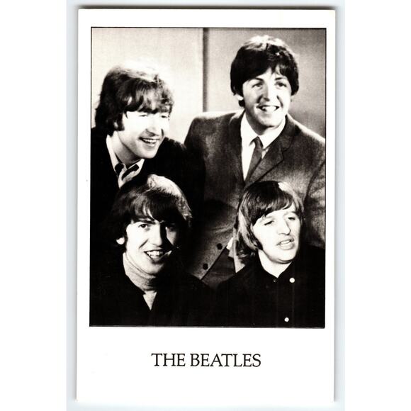 The Beatles Vintage 1982 Black & White Photo Postcard Continental Size - Picture 1 of 2